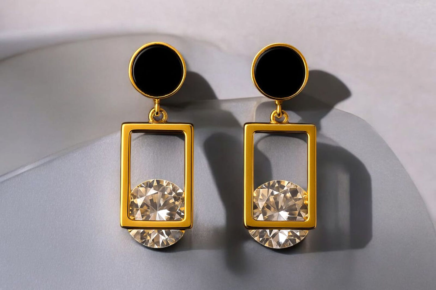 Golden Box Drop Earrings