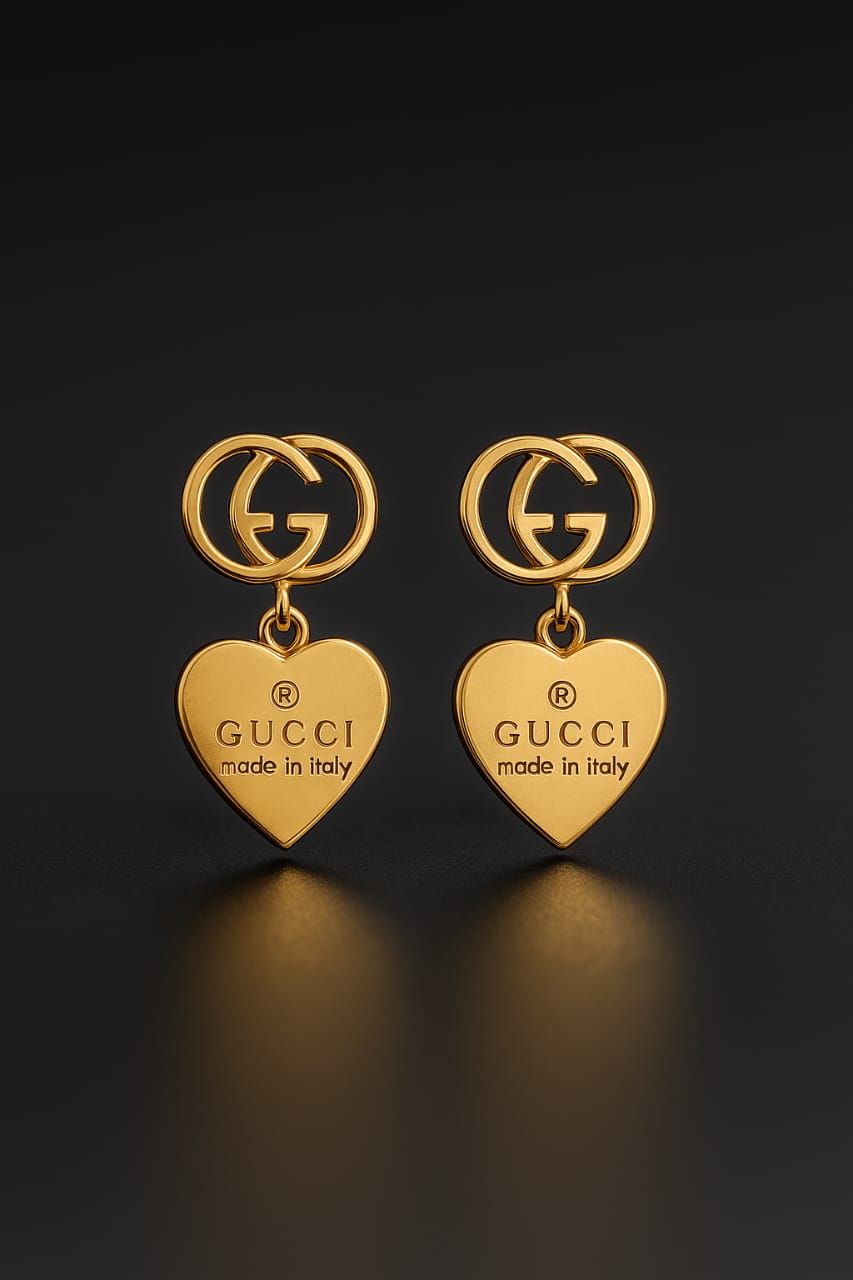 Double Heart Logo Studs