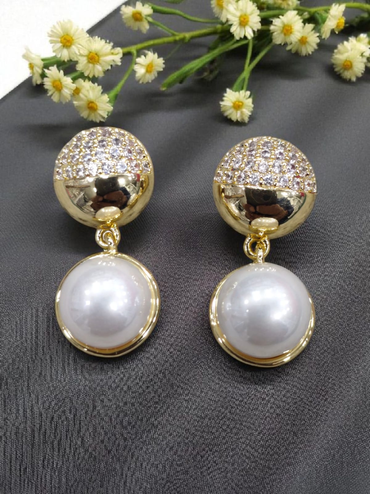 Double Pearl Circle Studs