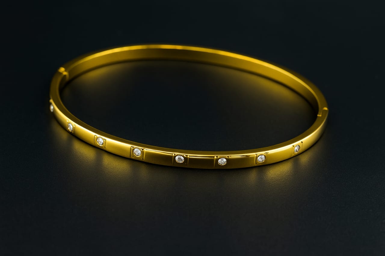 Gold Studded Slim Bangle