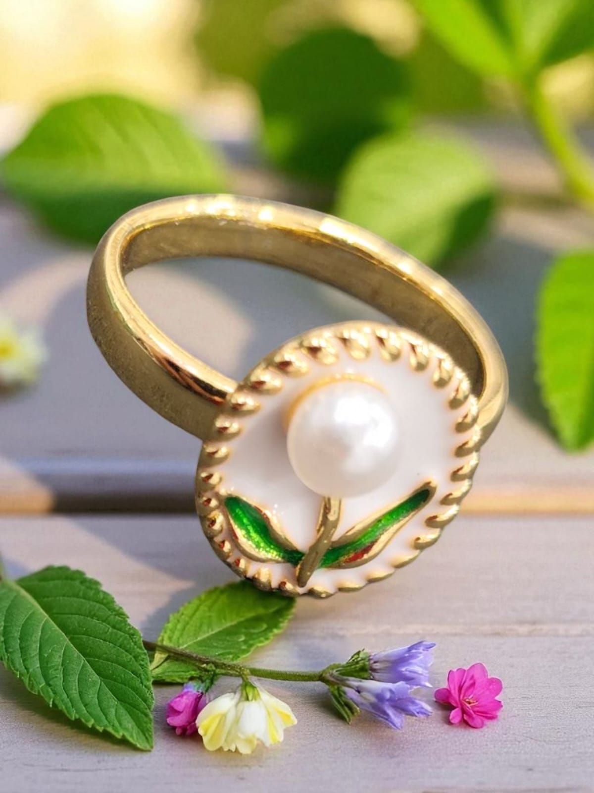 Pearl braid Crown Ring