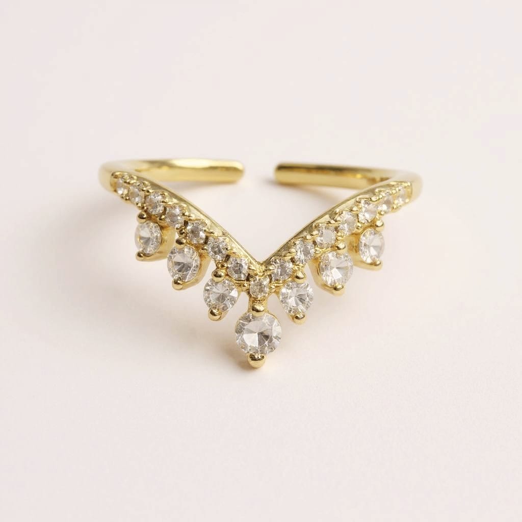 V Tiara Crown Ring
