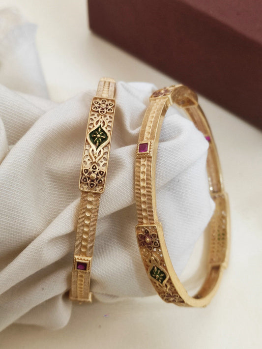 Elegant Floral Enamel Bangles