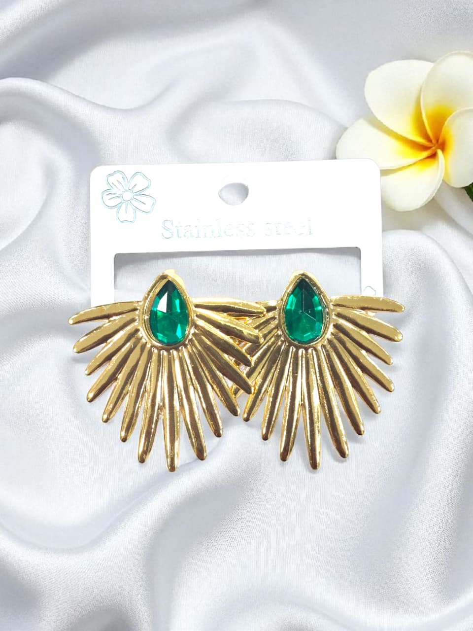 Green Luxe Fan Studs