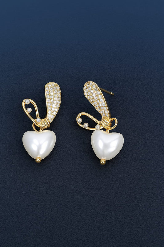 Heart Knot Pearl Studs