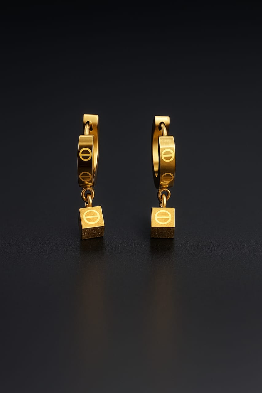 Block Bar Gold Hoops