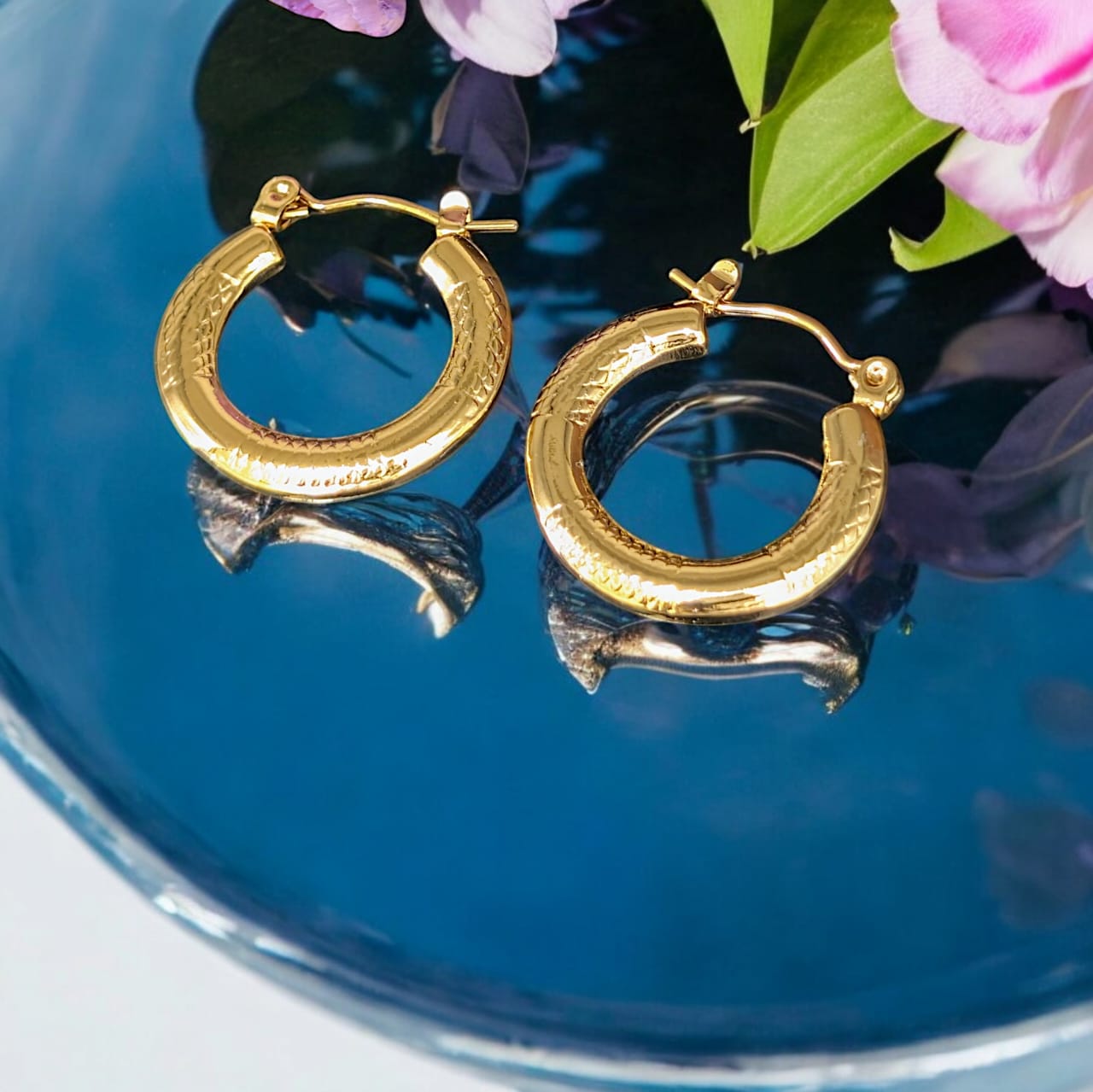 Enamel Blue Dangle Hoops