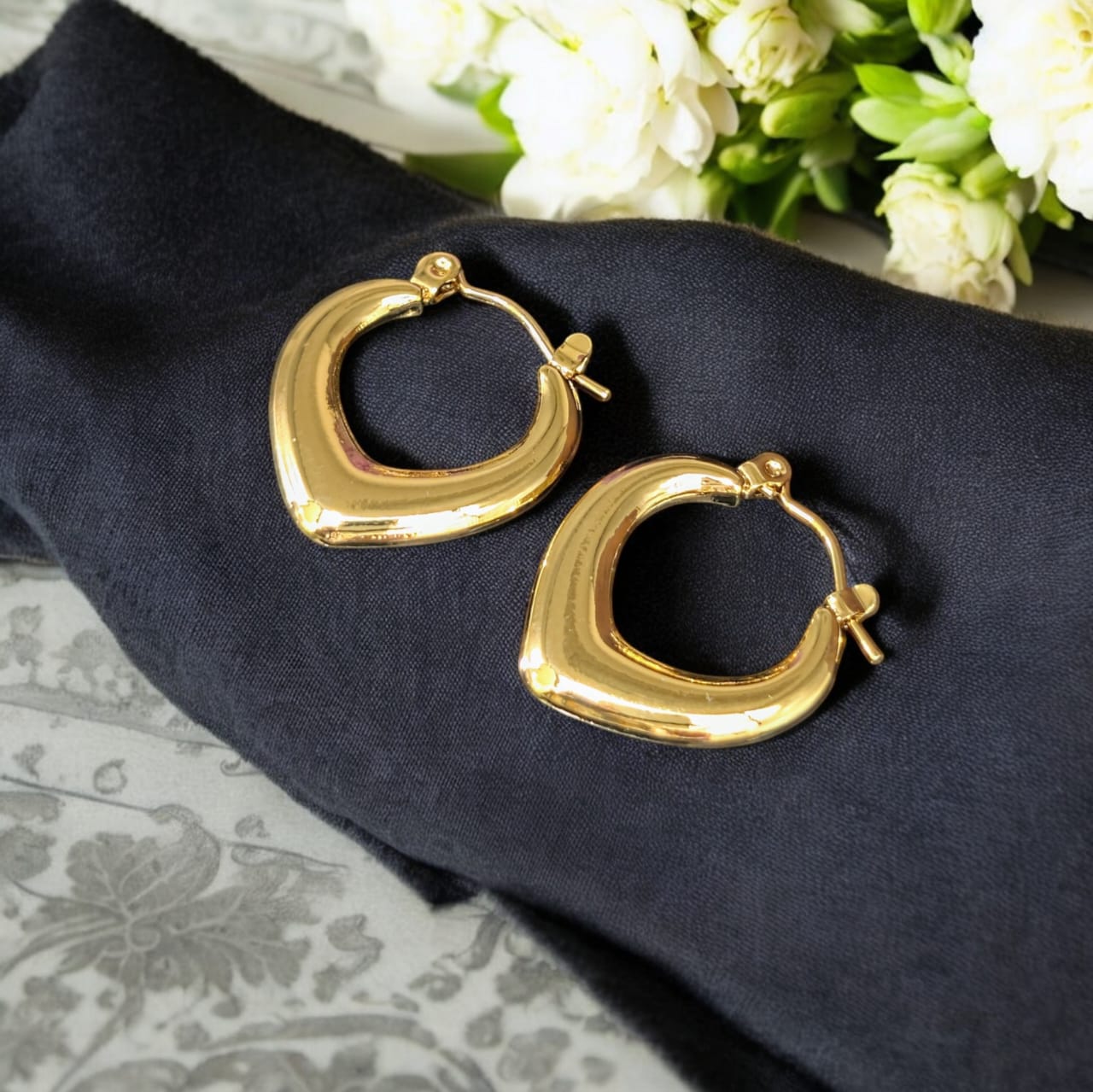 Black Enamel Hoop Studs
