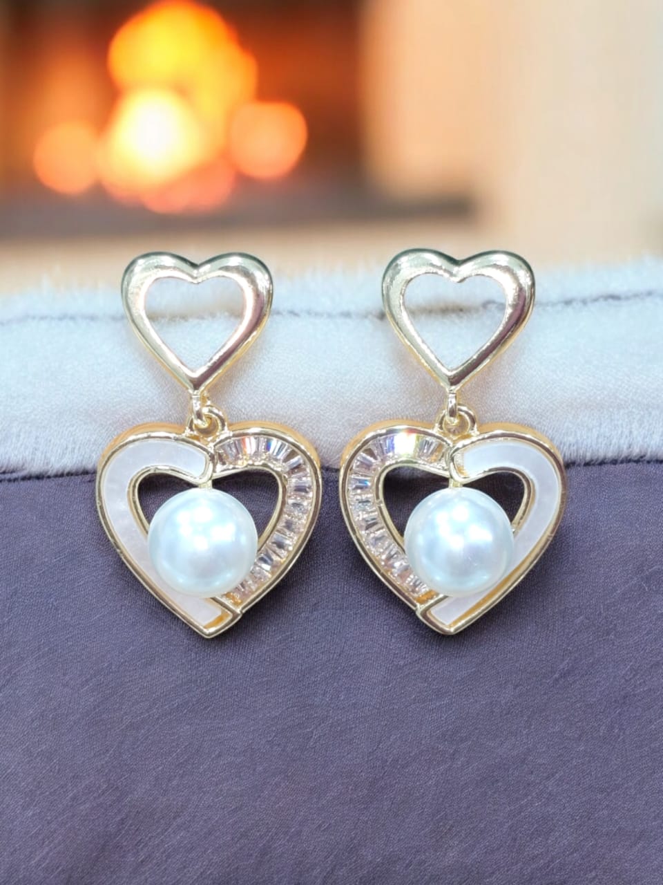 Crystal Heart Hoops