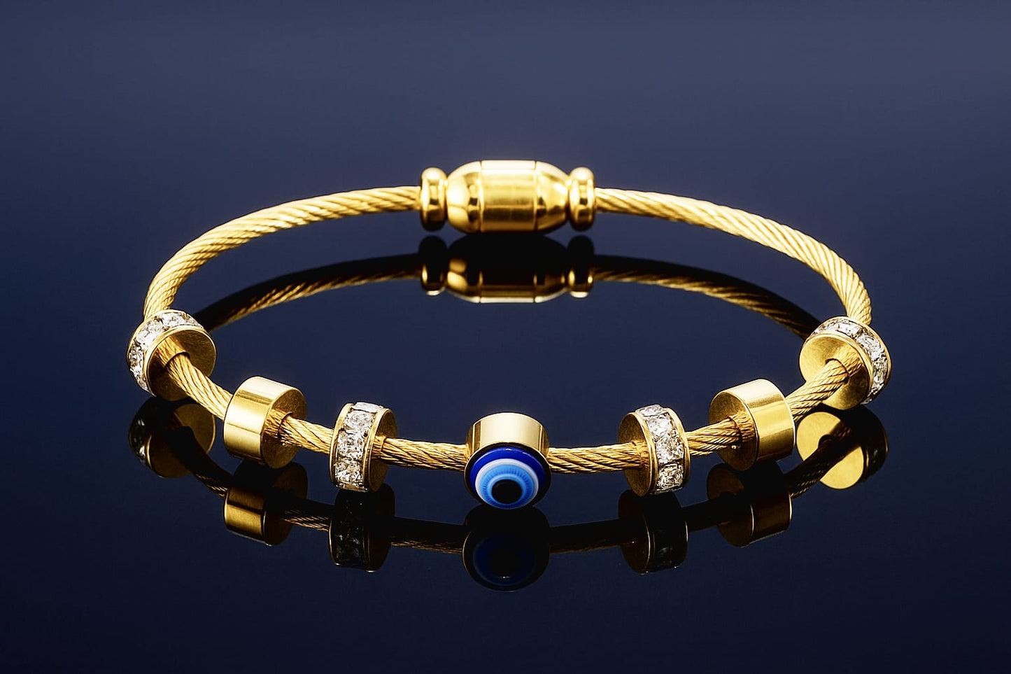 Blue Bead Charm Bracelet