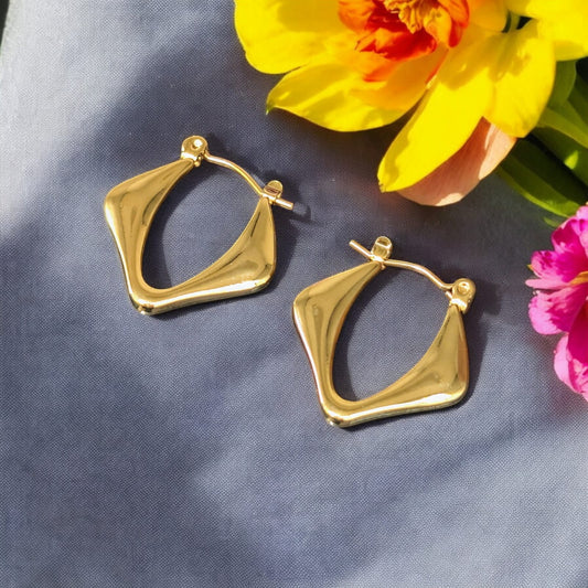 Goldtone Hexa Hoops