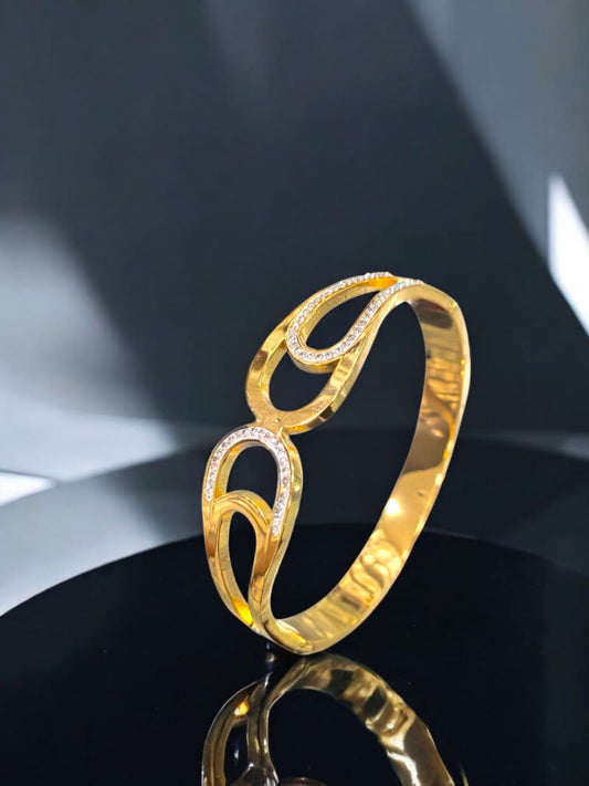 Artistic Swirl Gold Bangle