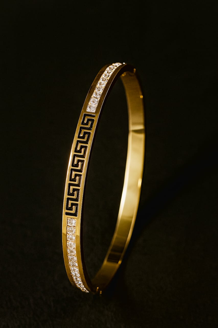 Greek Key Gold Bangle