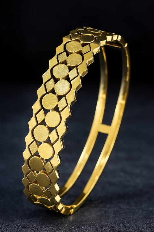 Honeycomb Link Gold Bangle