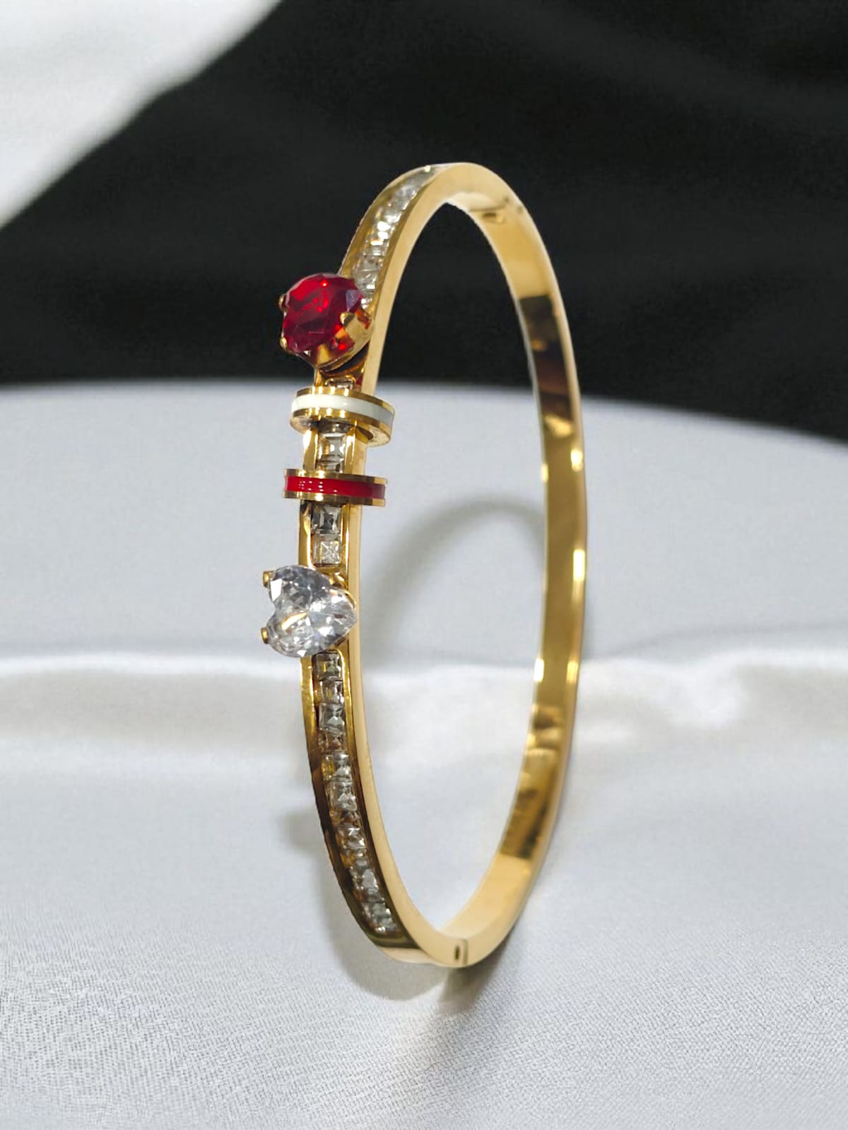 Ruby Crystal Gold Bangle