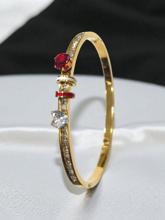 Ruby Crystal Gold Bangle