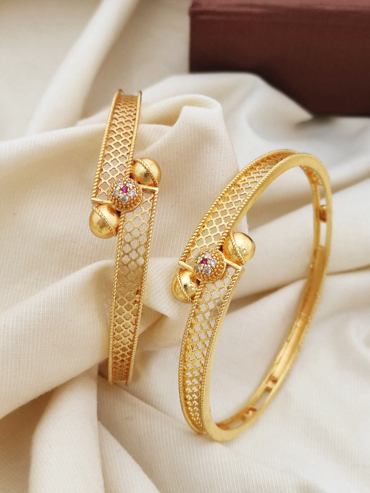 Minimalist Stone Accent Gold Bangles