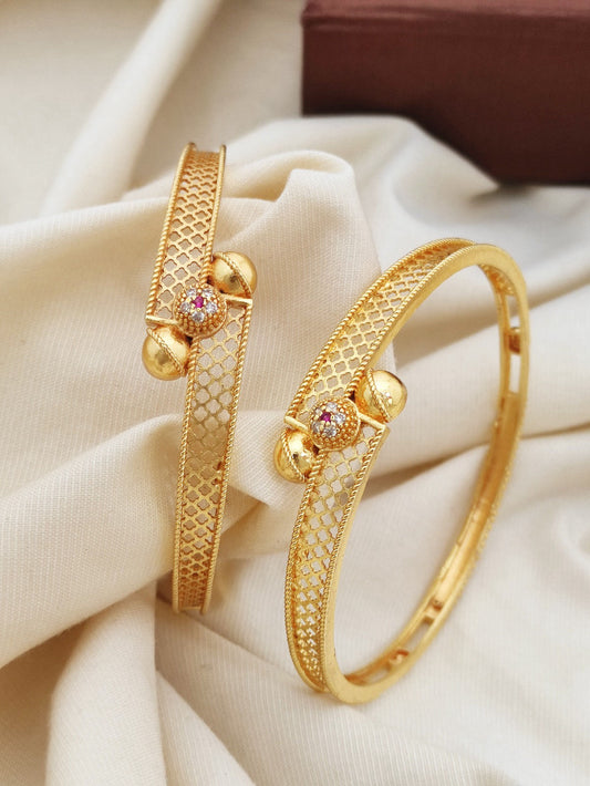 Minimalist Stone Accent Gold Bangles