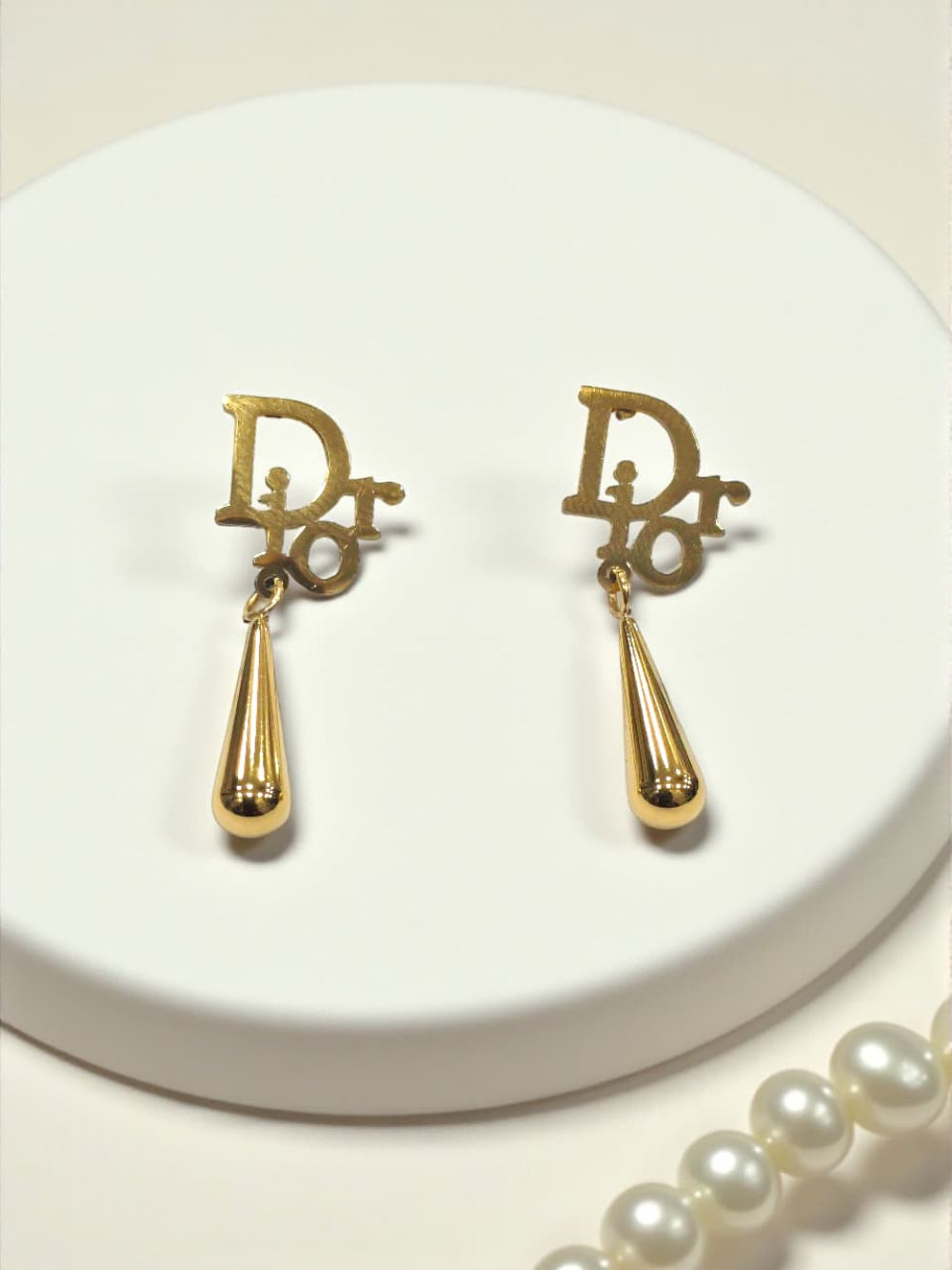 Minimalist Gold Tone Letter Charm Earrings