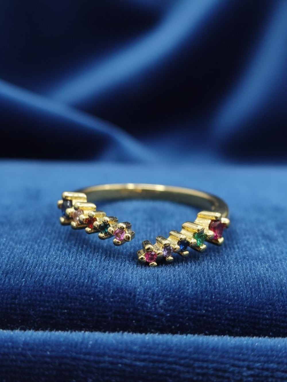 Multicolour Crystal Open Adjustable Women's Ring