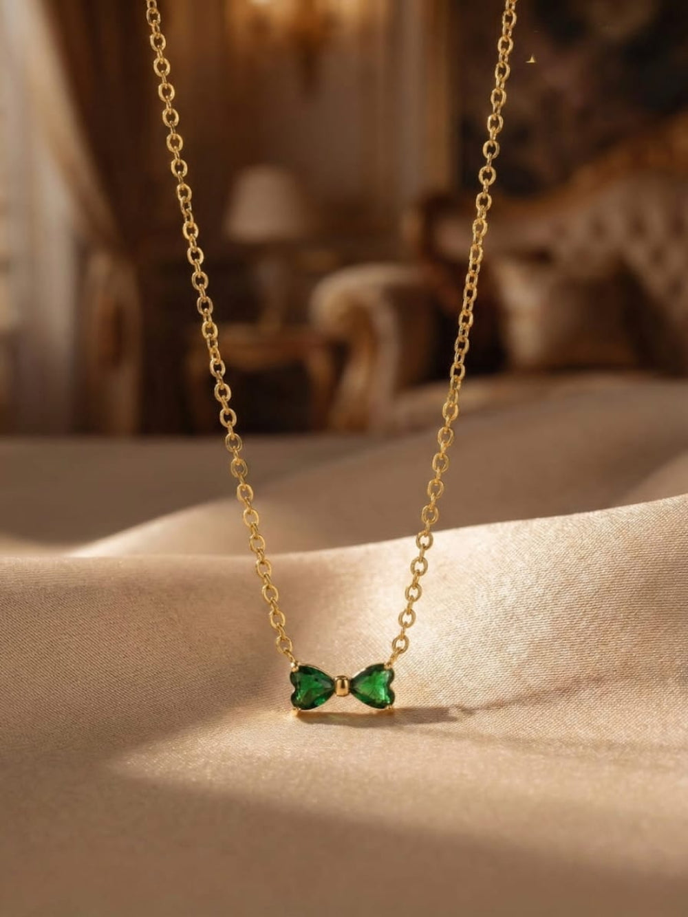 Greeen butterfly gold pendant necklace